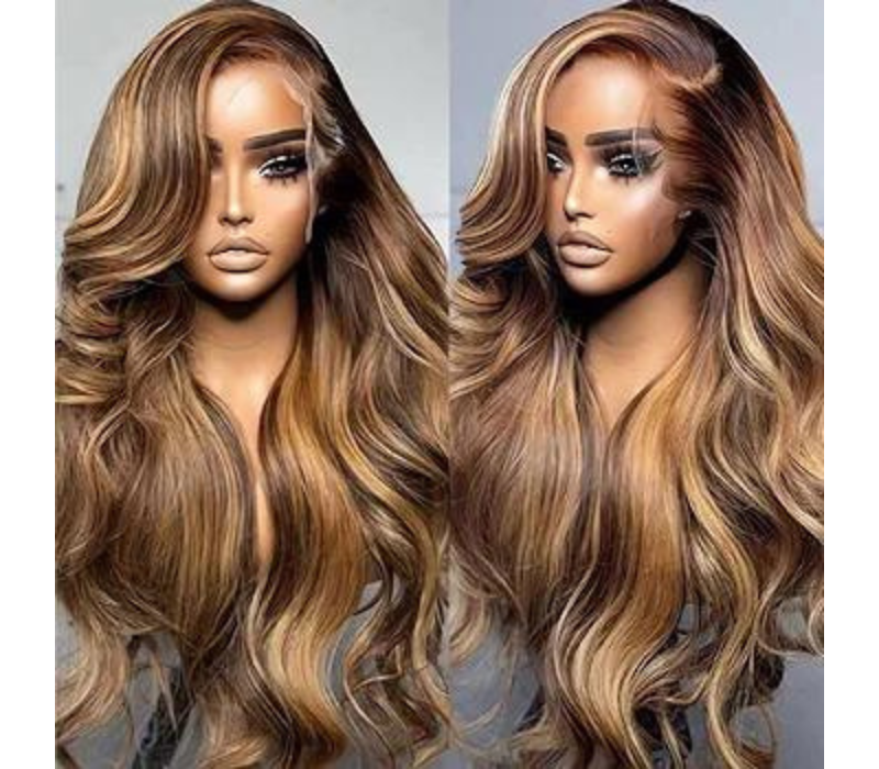 Highlight Ombre lace front wig human hair pre Plucked 13x4